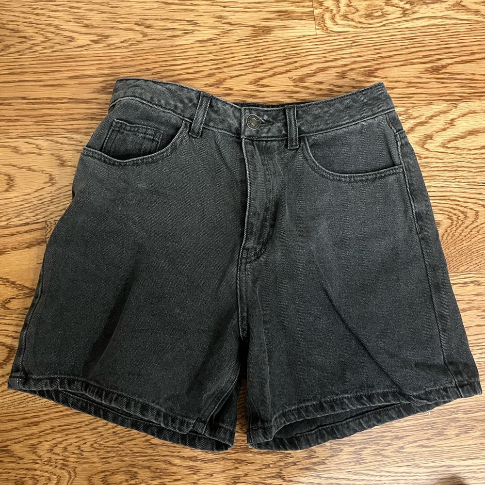 Black Denim 90s Shorts High Waisted 25